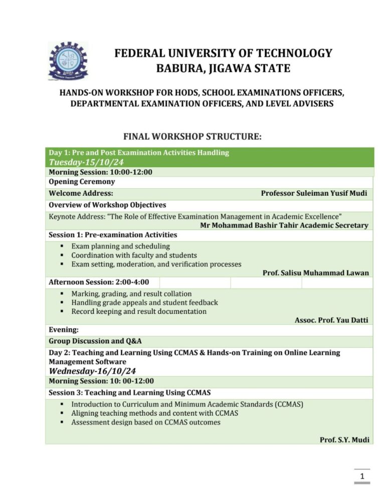 Hands-on Workshop for HODs, School Examinations officers, Departmental Examinations Officers, and Level Coordinators