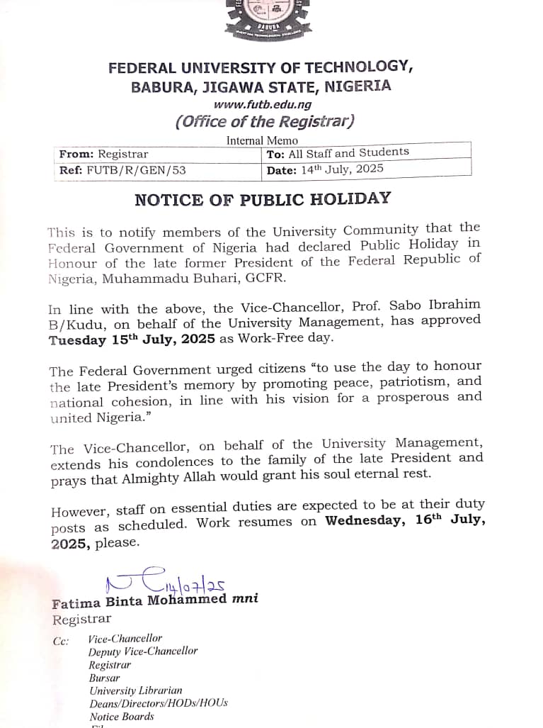 Notice of Public Holiday